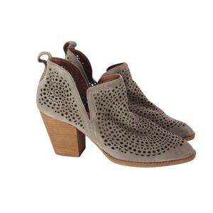 Ankle‎ Boot Jeffrey Campbell Rosalee Size 11 Taupe Suede Leather Heeled Bootie